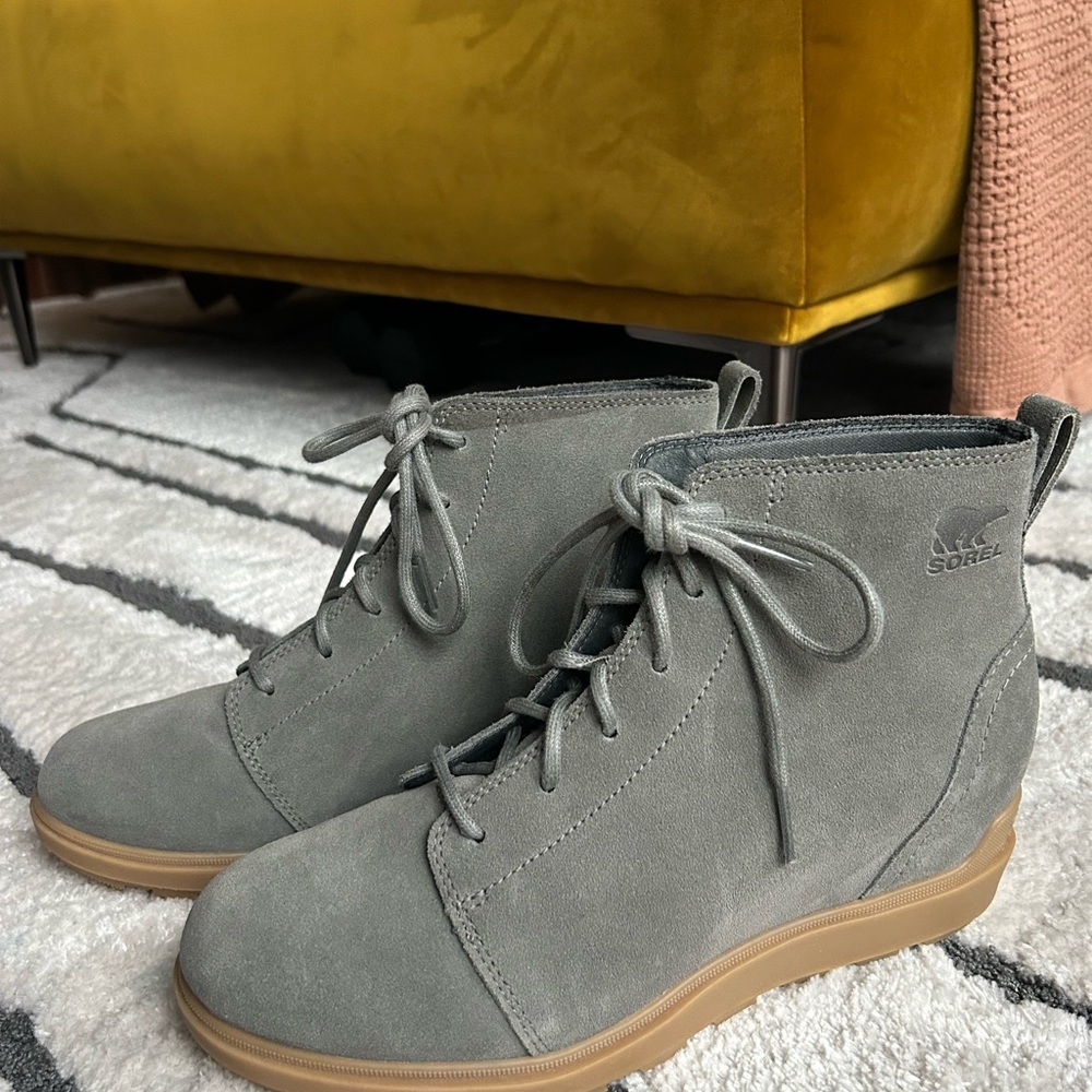 Sorel Suede Gray Wedge Boots